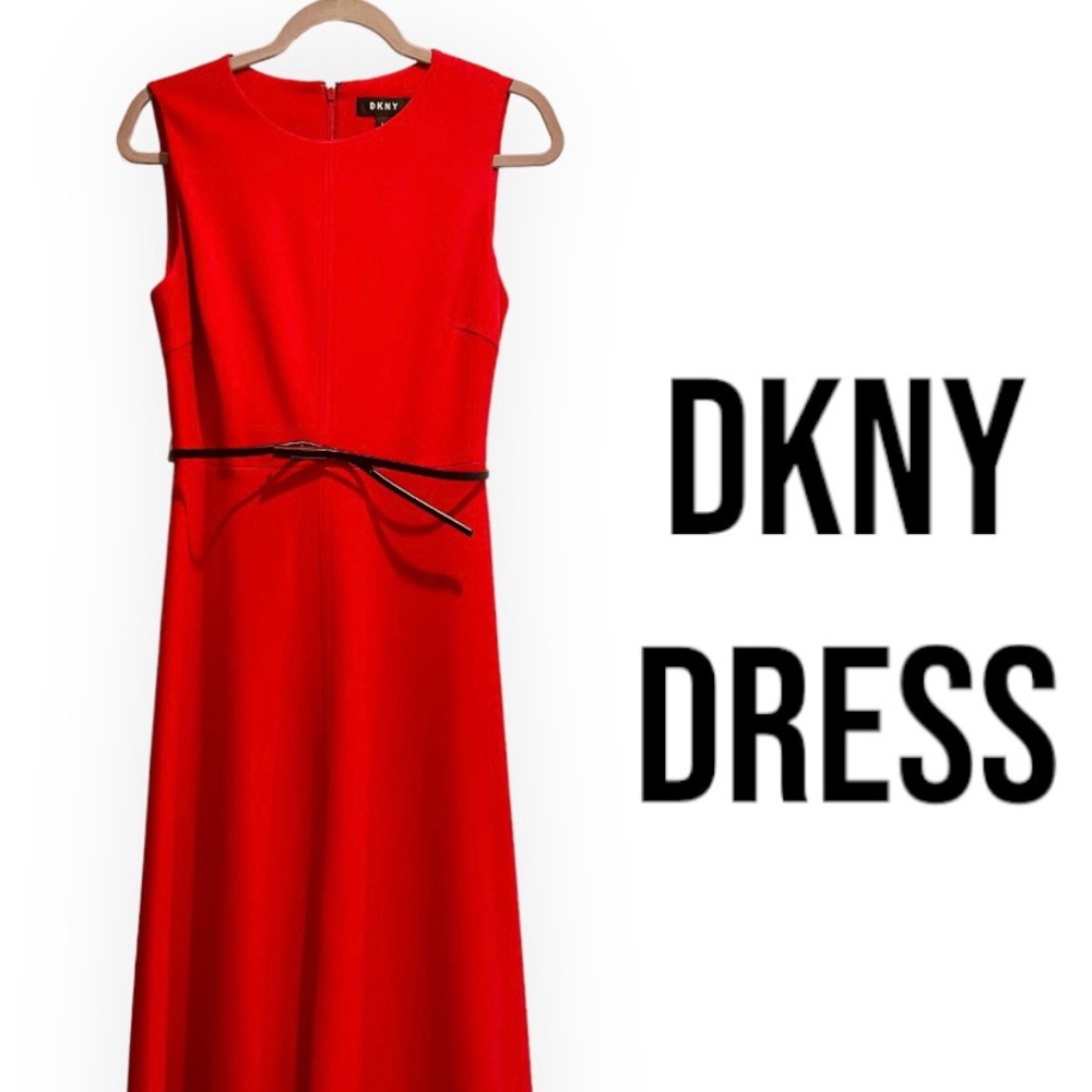 DKNY red dress, size 6, sleeveless, classic, excellent condition